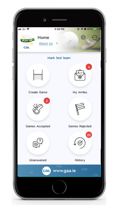 PlayUs GAA Challenge Match Organiser App screenshot 1